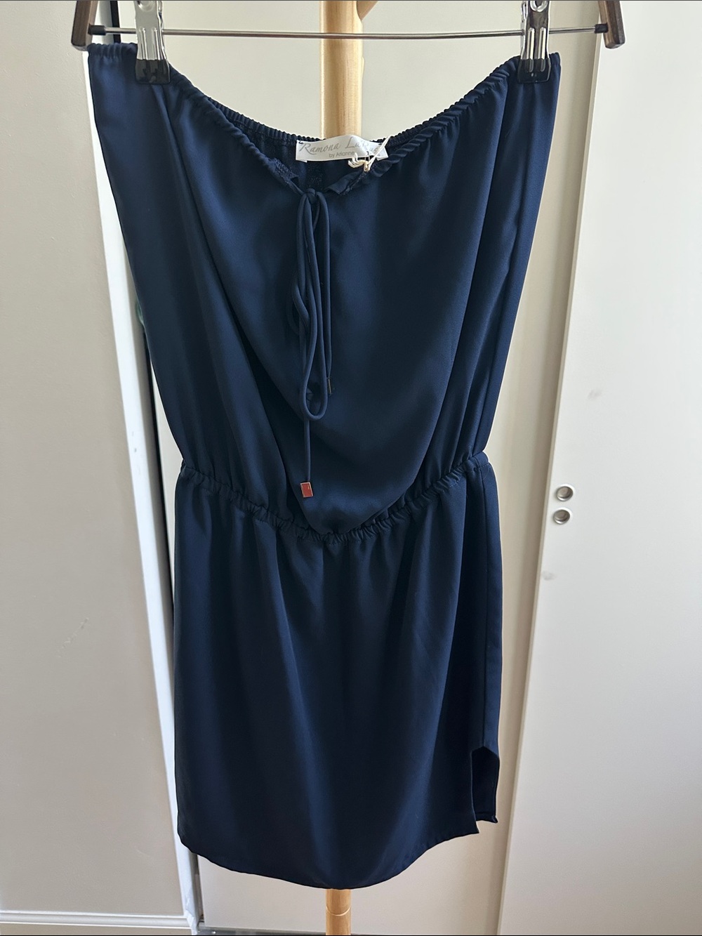 NWT Women's Navy Sleeveless Mini Dress with Tie Detail